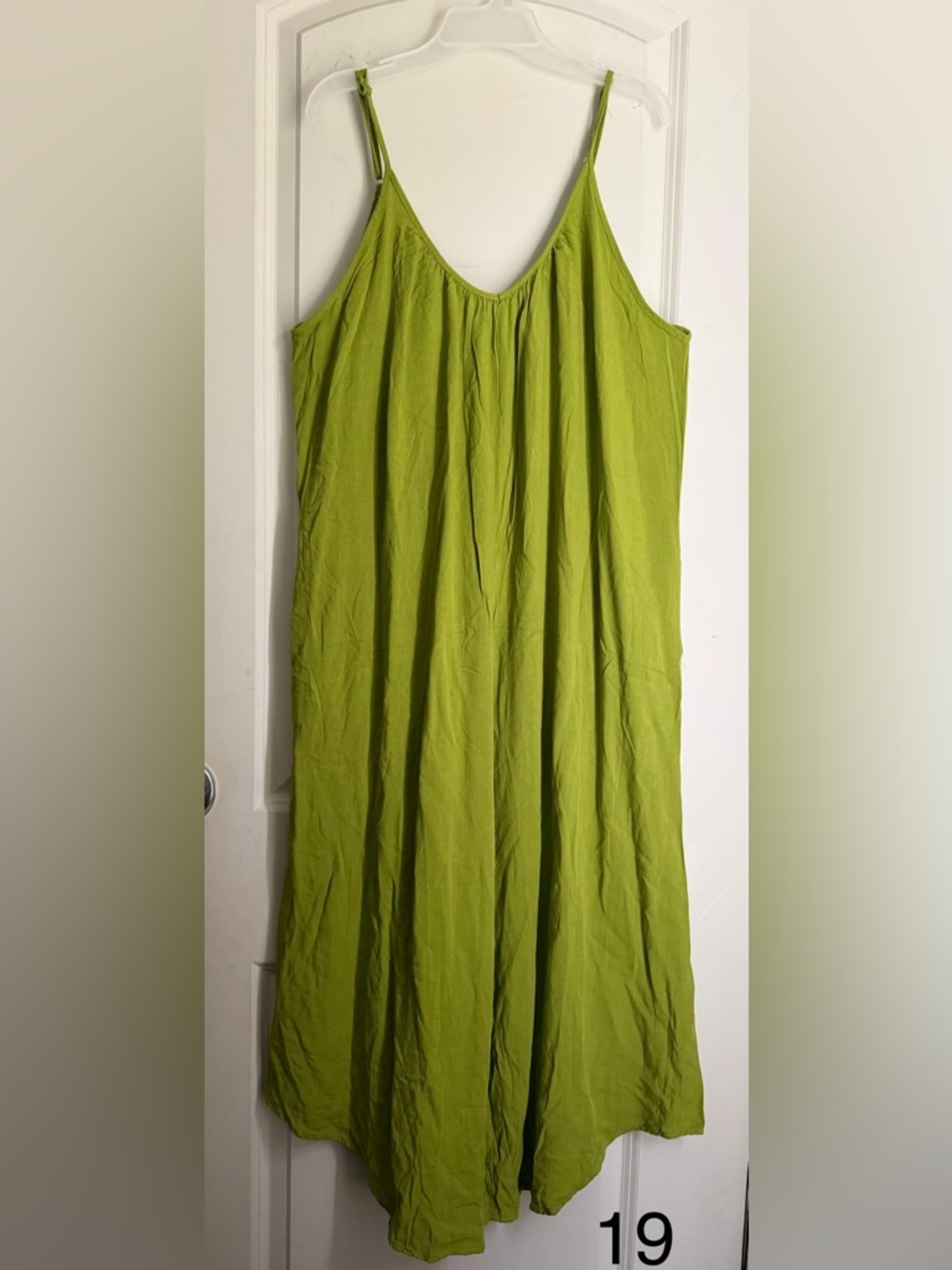 Hunter & brown Lush Lime Green Spaghetti Strap rayon jumpsuit M boho coastal - Picture 2 of 9
